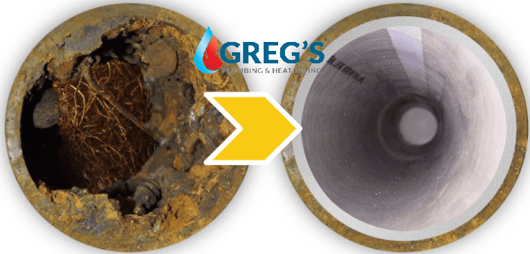 Old corroded pipe compared to newly installed plumbing pipe