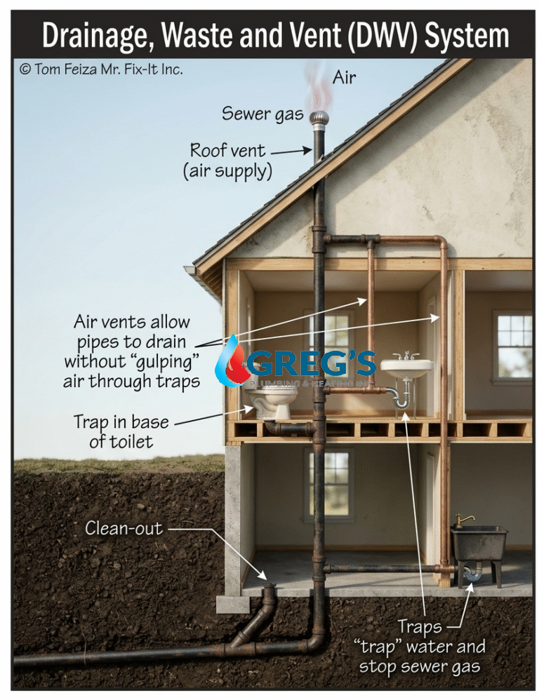 diagram of waste and vent (DWV) system