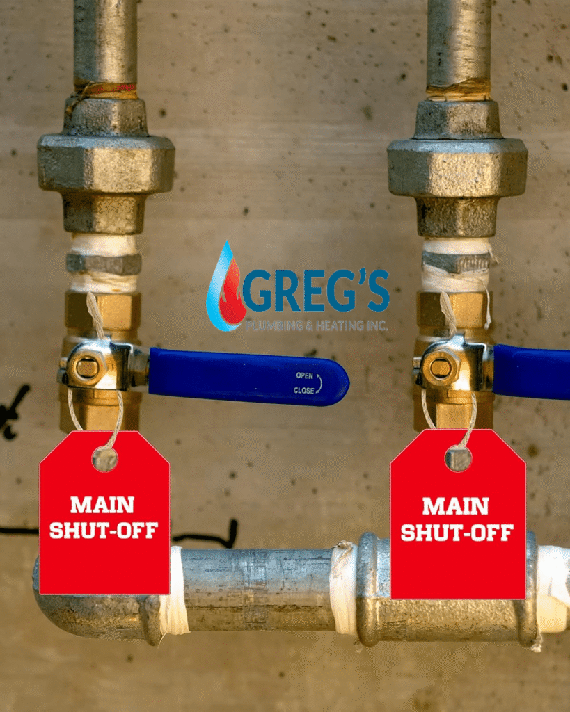red label of main valve shutt off
