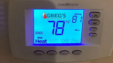 thermostat set at 78F and on Heat