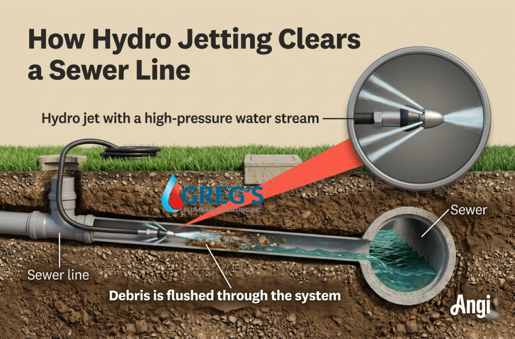 hydro jetting punches through root mats; flow returns, but hairs remain. A root-cutter jet head shreds and flushes
