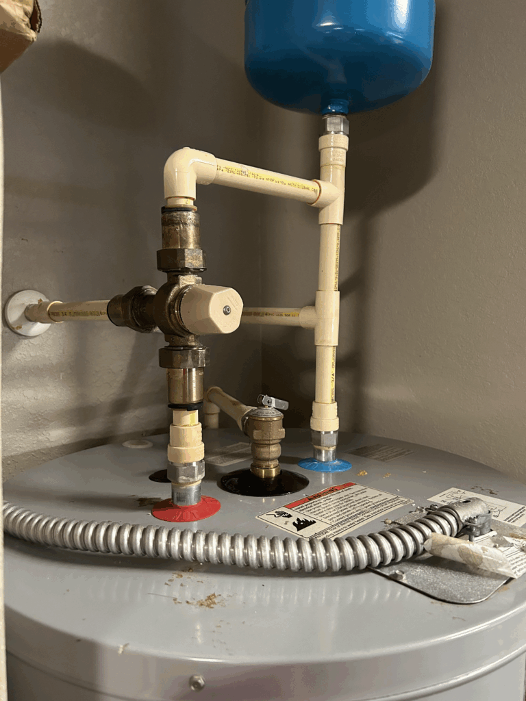 mixing valve above water heater